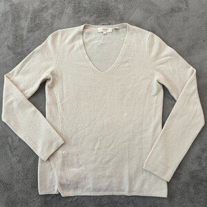 Inhabit Cashmere Blend Cream V-Neck Sweater Women's MEDIUM